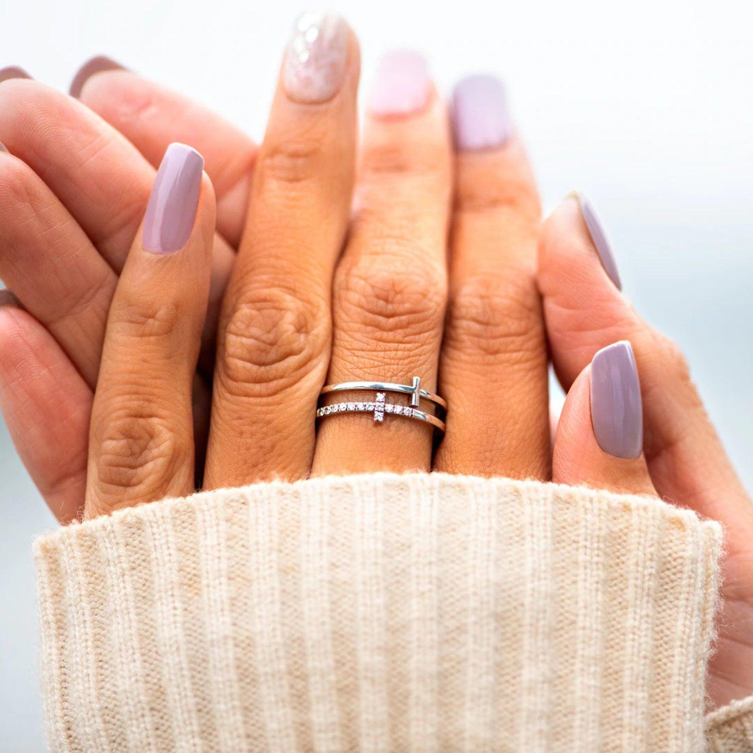 925 Sterling Silver Double Cross Ring Carauana Store