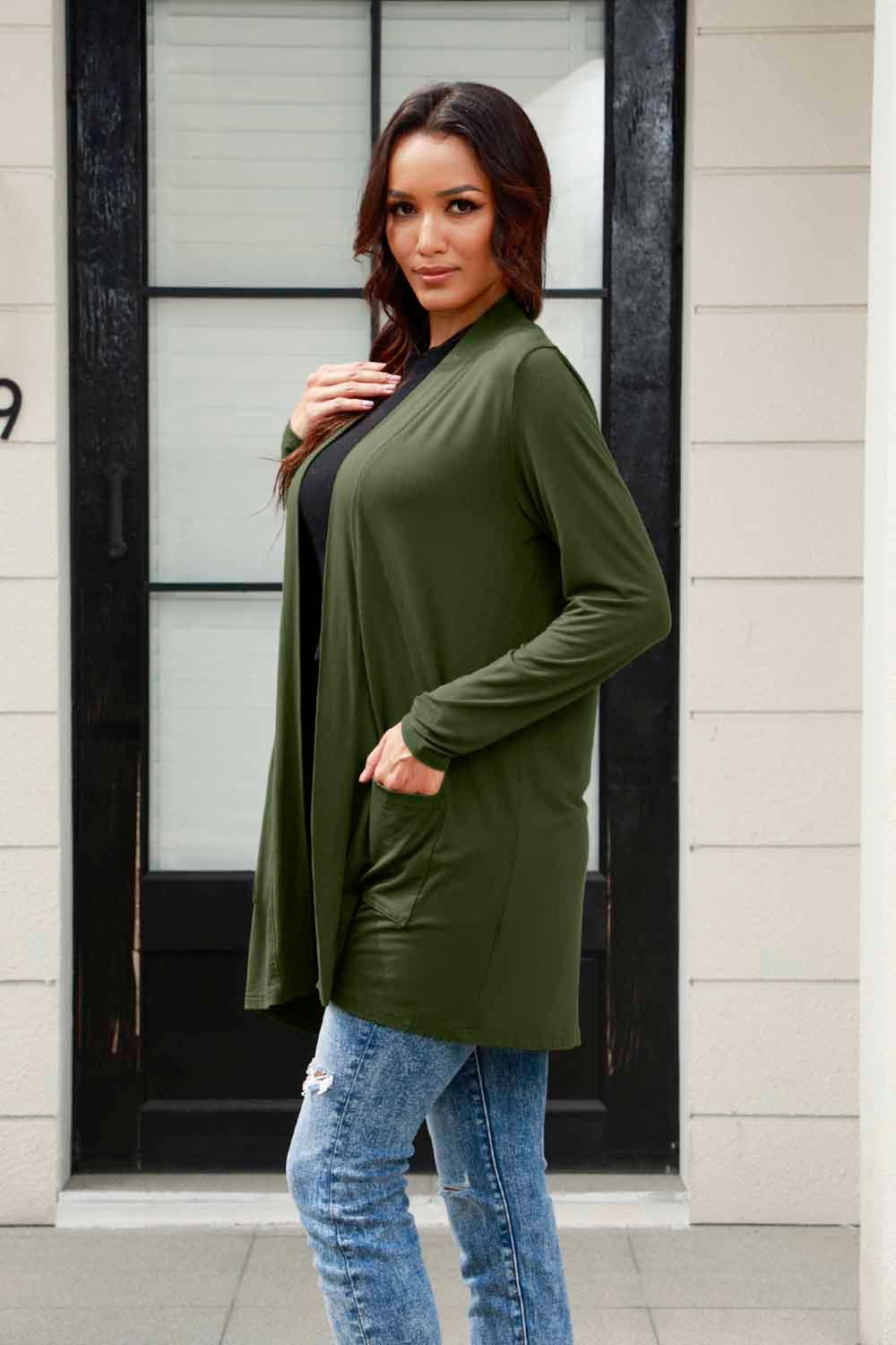 Basic Bae Full Size Open Front Long Sleeve Cardigan with Pockets Carauana Store