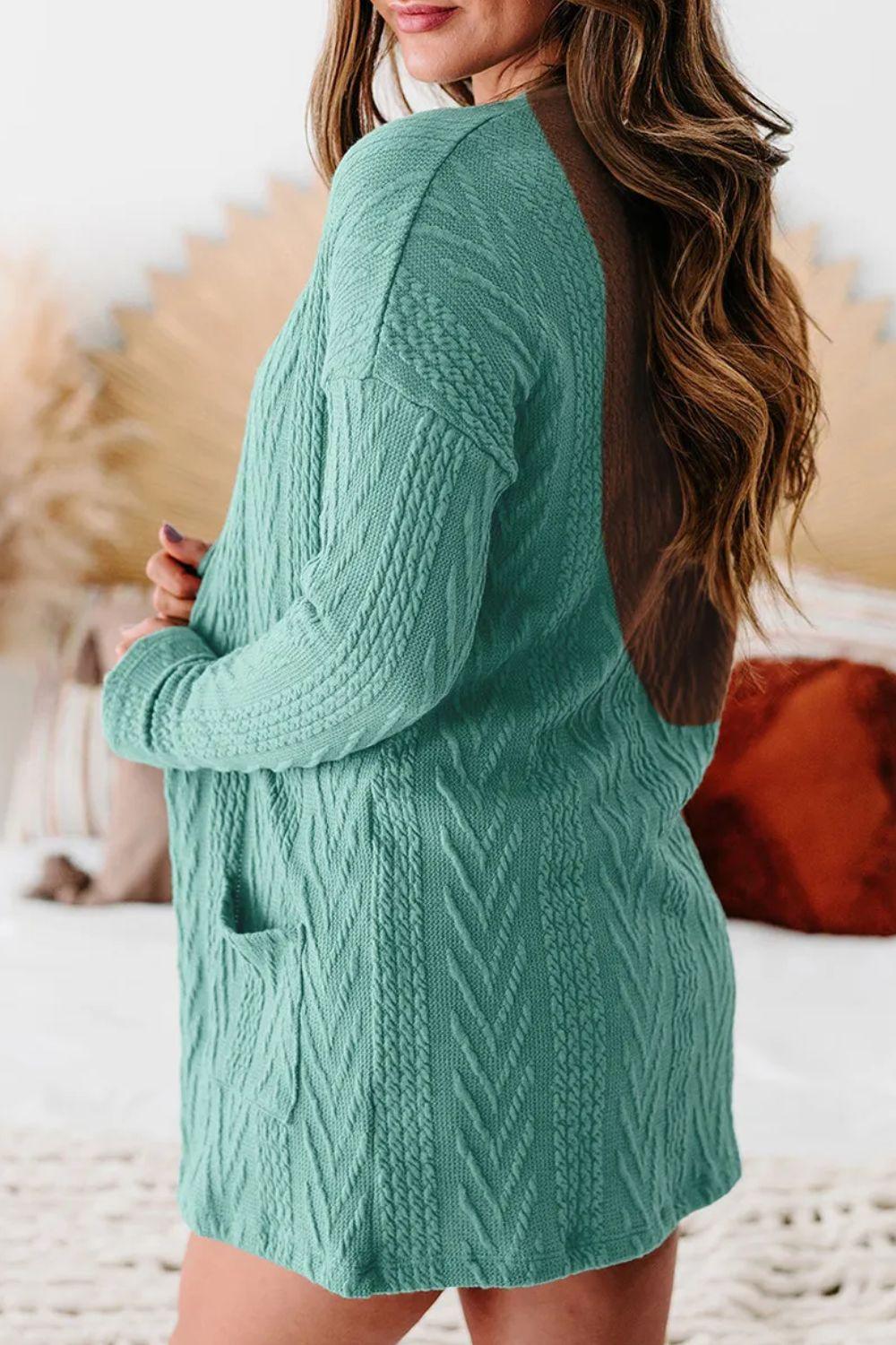 Textured Open Front Cover Up with Pockets Carauana Store