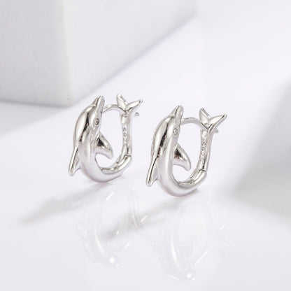 925 Sterling Silver Zircon Dolphin Earrings Carauana Store