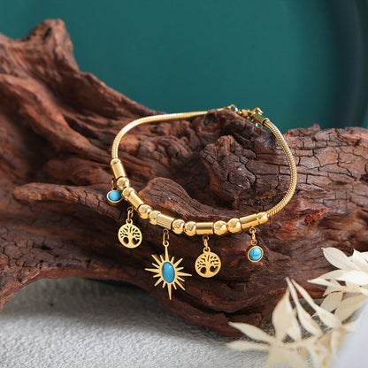Gold-Plated Titanium Steel Charm Bracelet Carauana Store