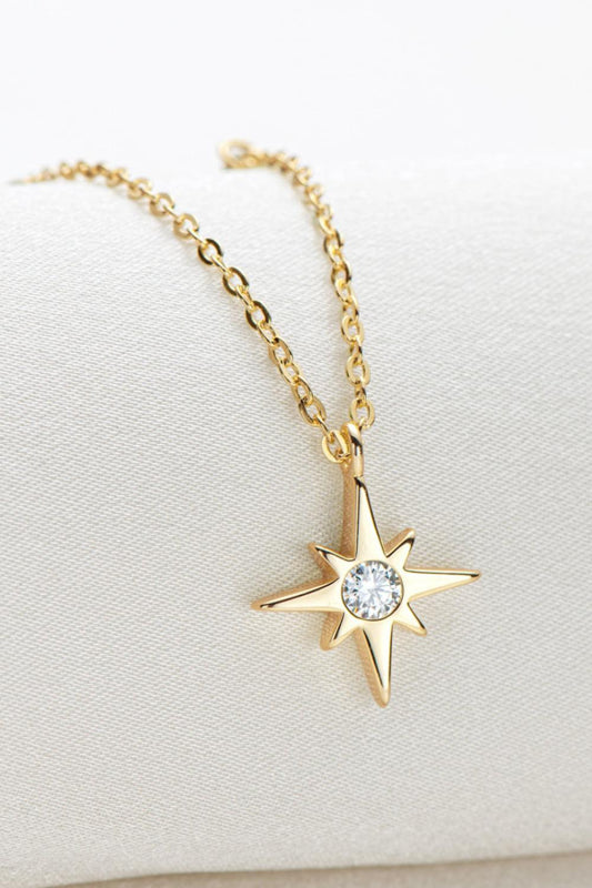 Moissanite North Star Pendant 925 Sterling Silver Necklace Carauana Store