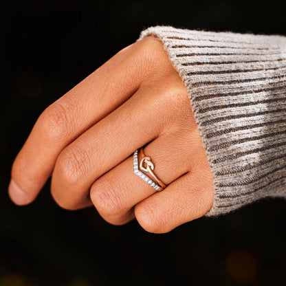 Knotted Heart Shape Inlaid Zircon Ring Carauana Store