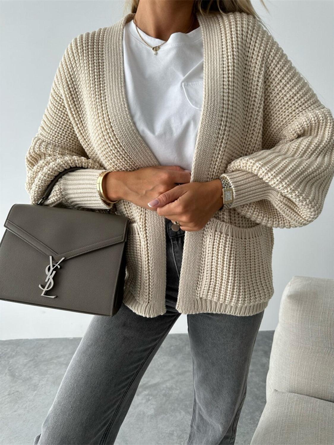 Open Front Dropped Shoulder Cardigan Carauana Store