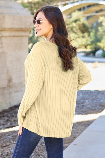 Basic Bae Full Size Ribbed Round Neck Long Sleeve Knit Top Carauana Store