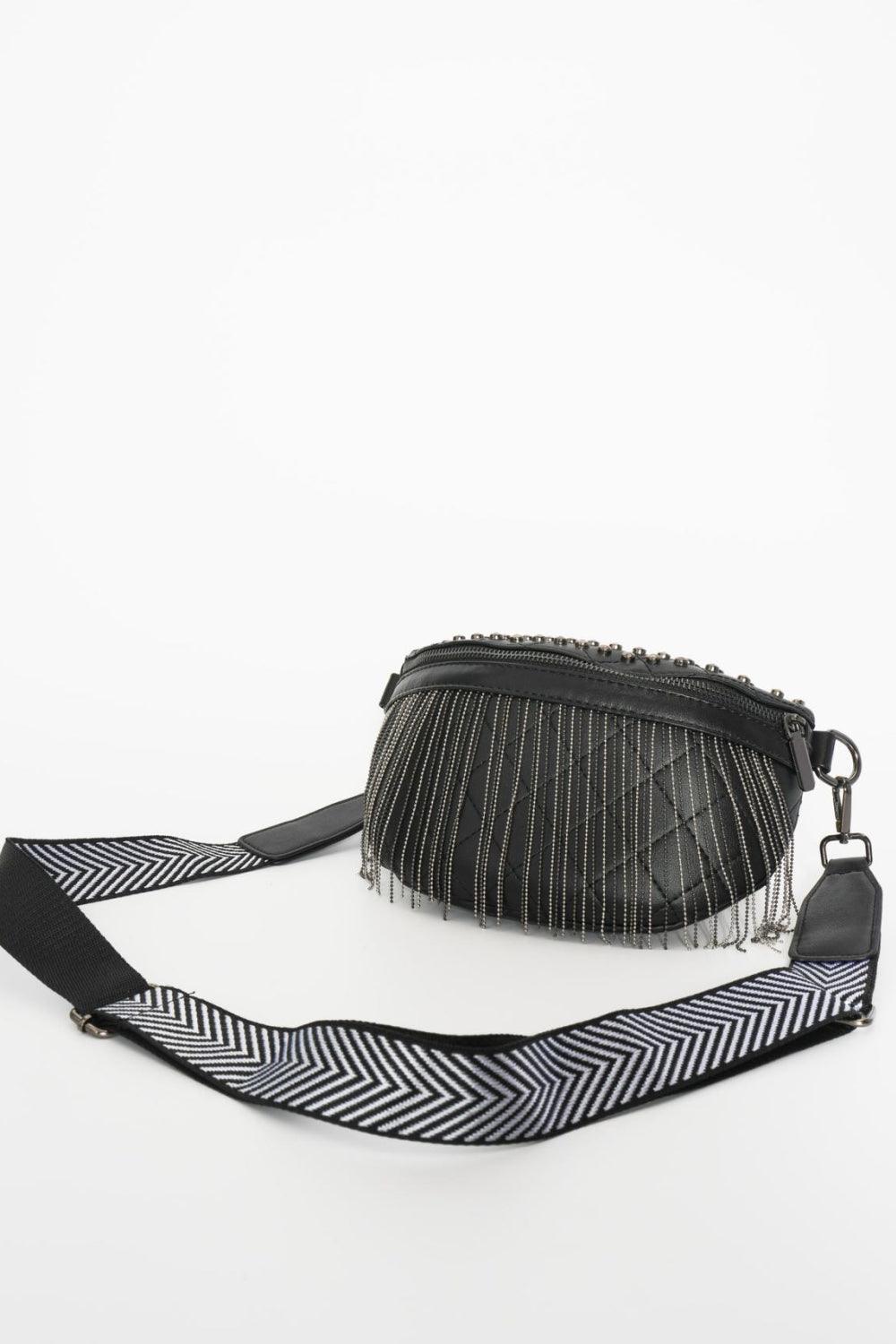 Adored PU Leather Studded Sling Bag with Fringes Carauana Store
