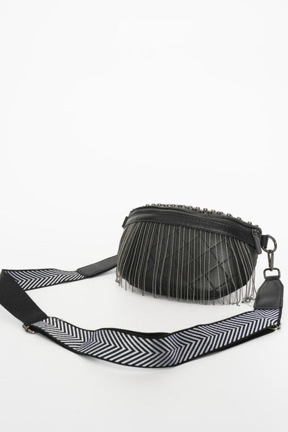 Adored PU Leather Studded Sling Bag with Fringes Carauana Store