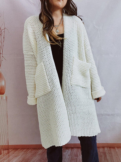 Open Front Long Sleeve Cardigan with Pockets Carauana Store