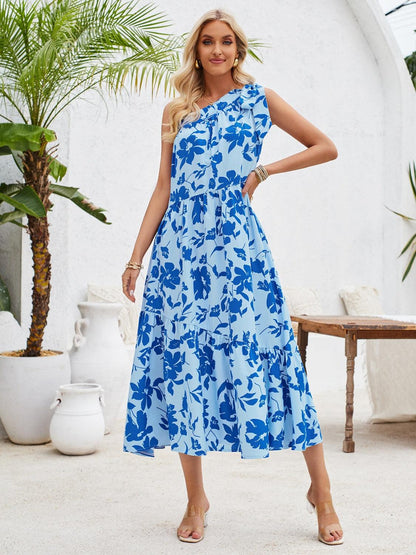 Tied One Shoulder Sleeveless Dress Carauana Store