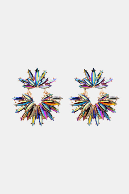 Flower Shape Glass Stone Dangle Earrings Carauana Store