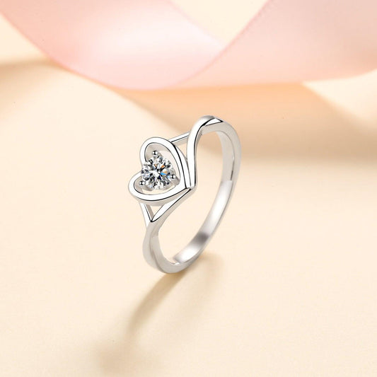 Moissanite Heart 925 Sterling Silver Ring Carauana Store