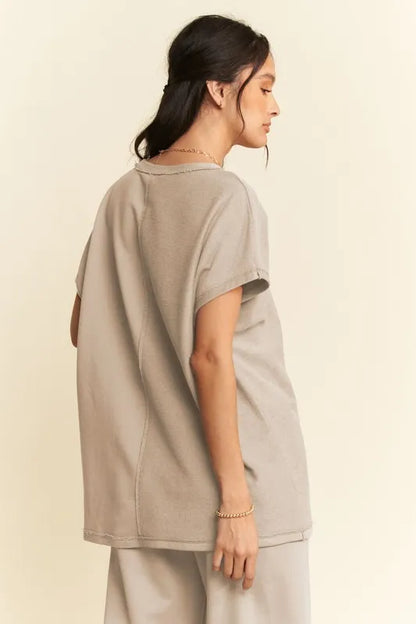 Davi & Dani Round Neck Short Sleeve Top and Pants Set Carauana Store