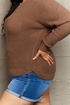 Zenana Breezy Days Plus Size High Low Waffle Knit Sweater Carauana Store