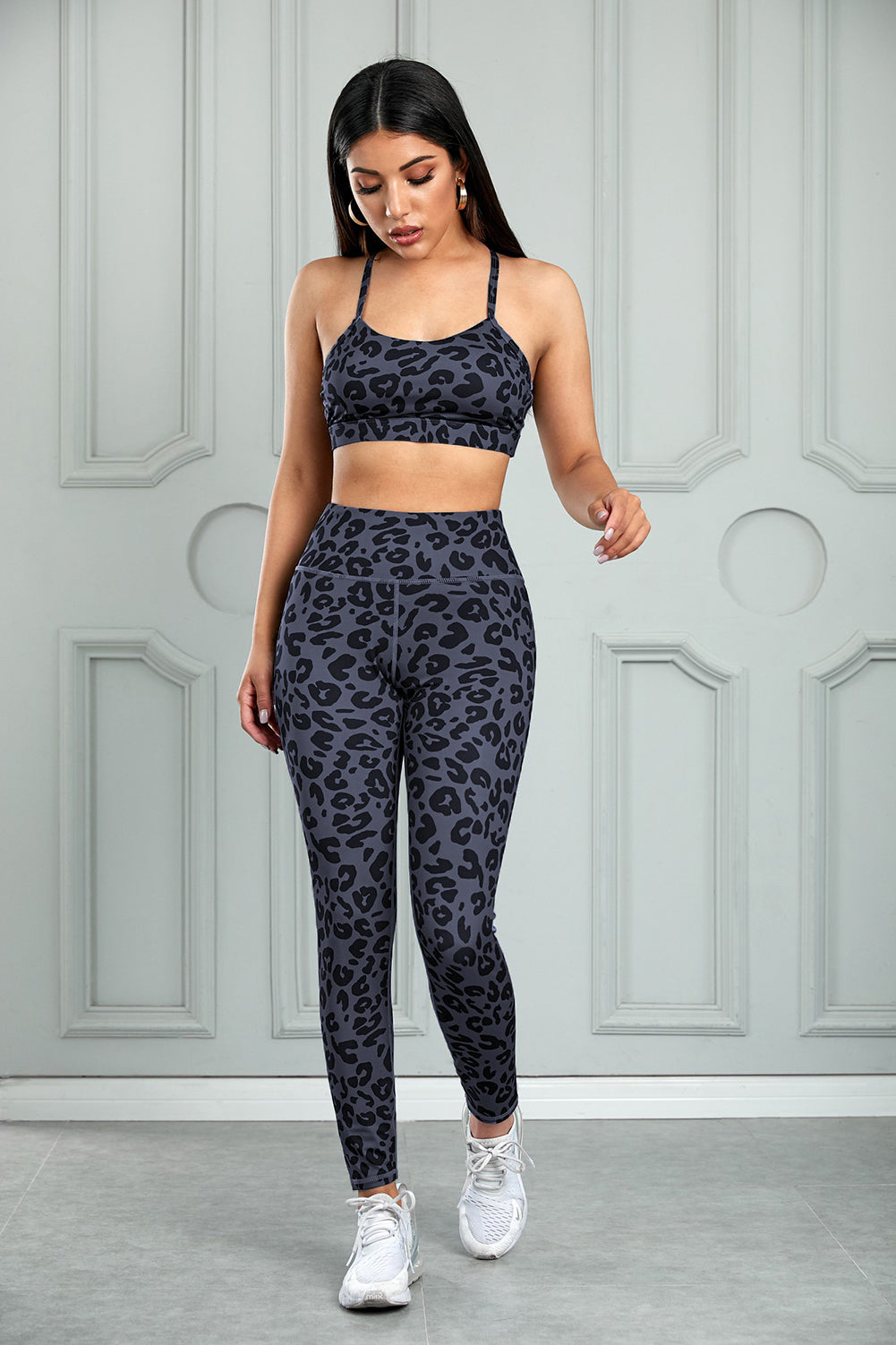 Leopard Cutout Sports Bra and Leggings Set Carauana Store