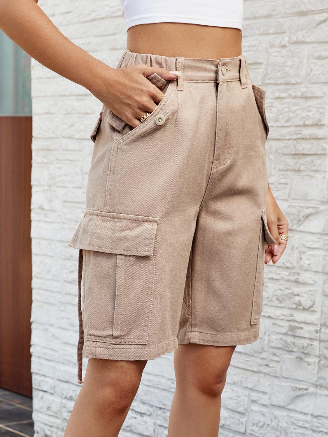 High Waist Denim Shorts with Pockets Carauana Store