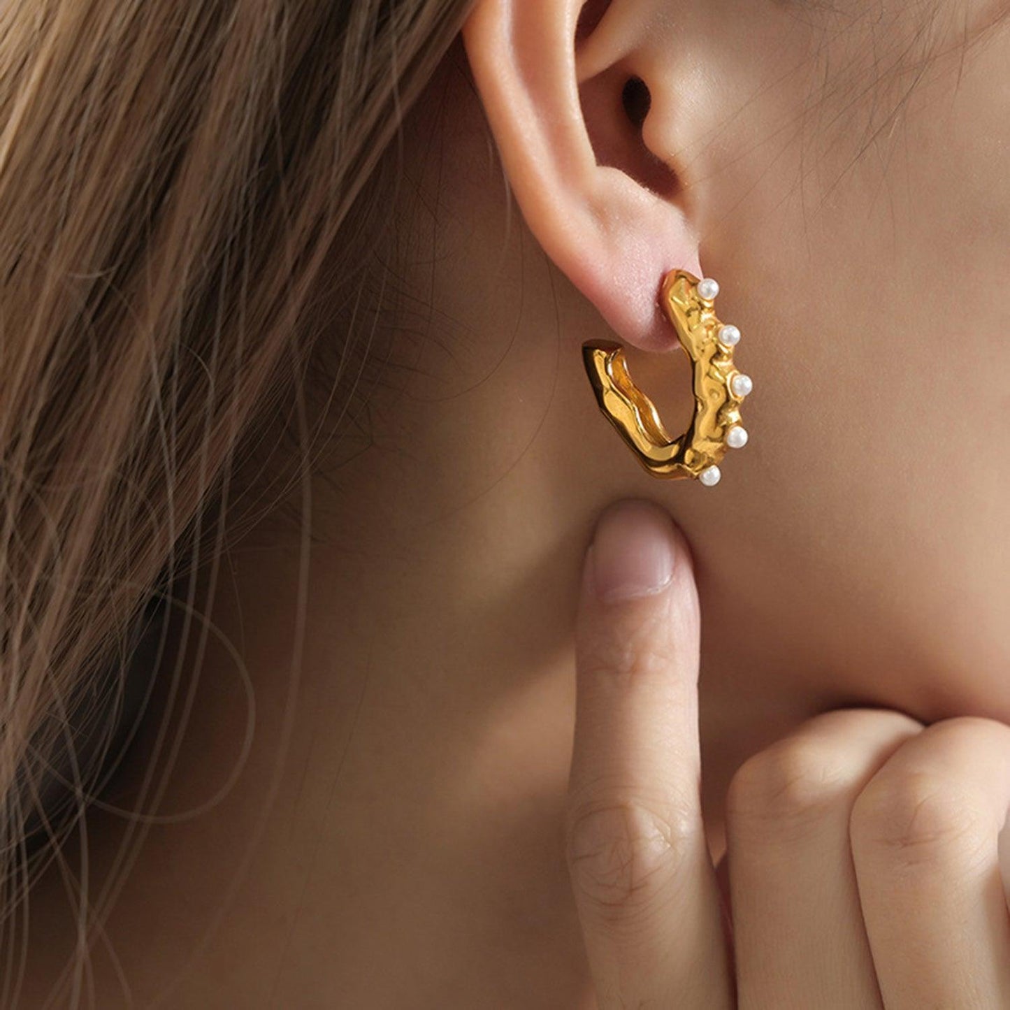 Synthetic Pearl 18K Gold-Plated Earrings Carauana Store