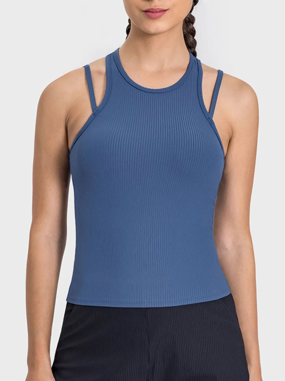 Millennia Cutout Round Neck Racerback Active Tank Carauana Store