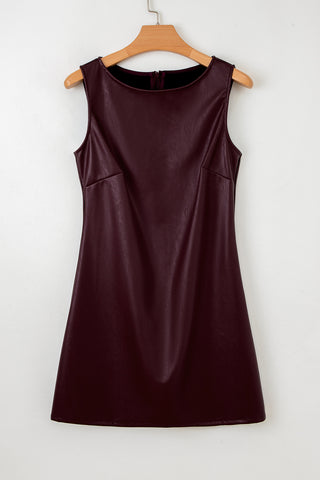 Wild Ginger Vegan Leather Sleeveless Mini Dress