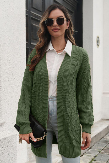 Open Front Longline Cardigan with Pockets Carauana Store