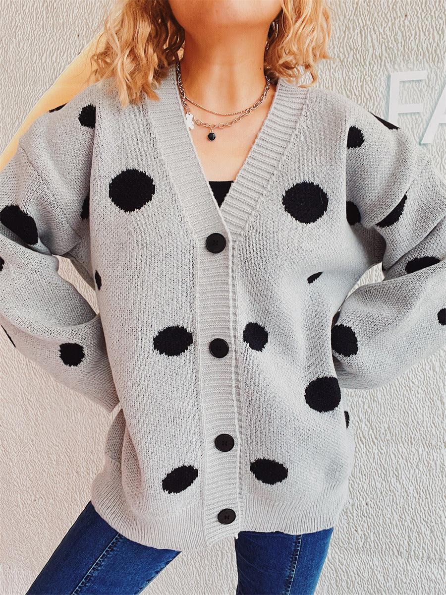 Polka Dot Button Up Cardigan Carauana Store