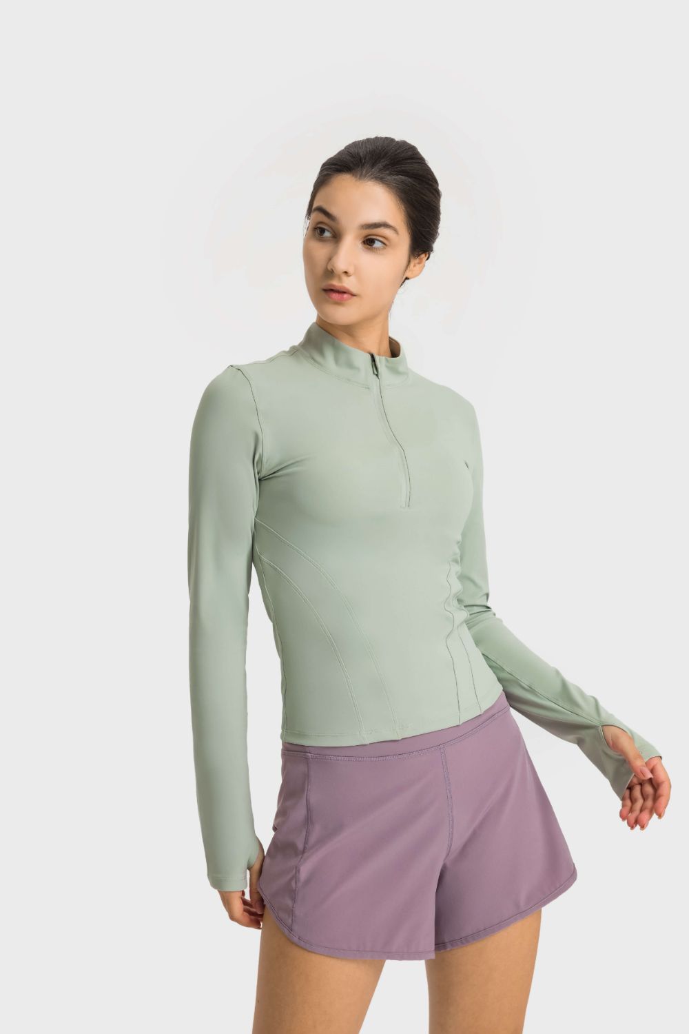 Millennia Half Zip Thumbhole Sleeve Sports Top Carauana Store