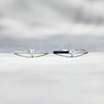 Heart Shape Inlaid Zircon Enamel Ring Carauana Store
