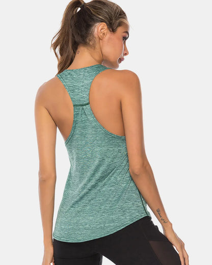 Full Size Scoop Neck Wide Strap Active Tank Carauana Store