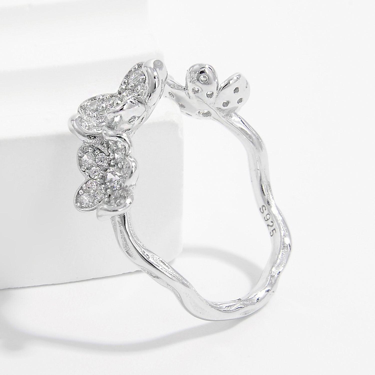 925 Sterling Silver Inlaid Zircon Open Ring Carauana Store