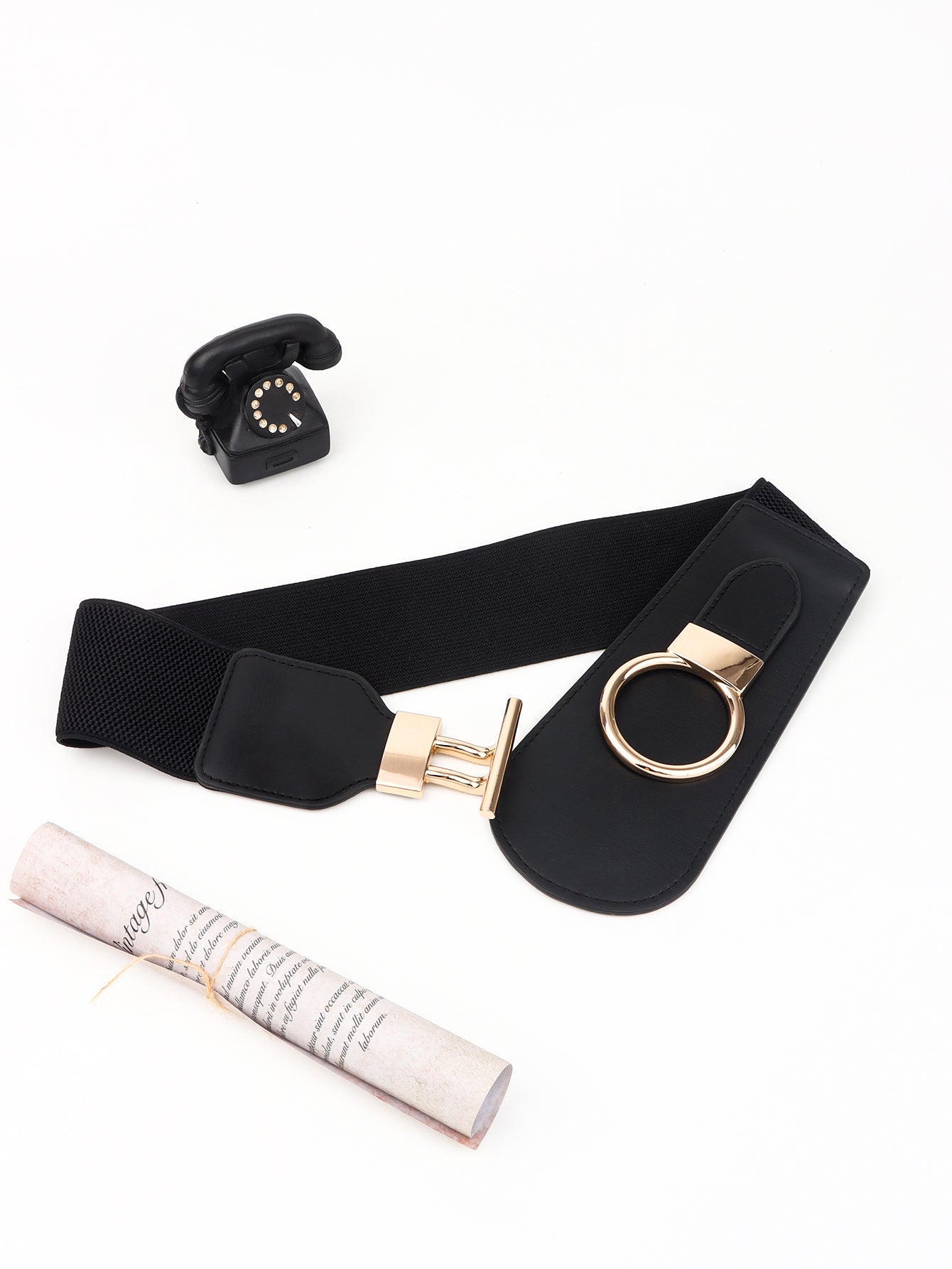 PU Elastic Wide Belt with Alloy Buckle Carauana Store