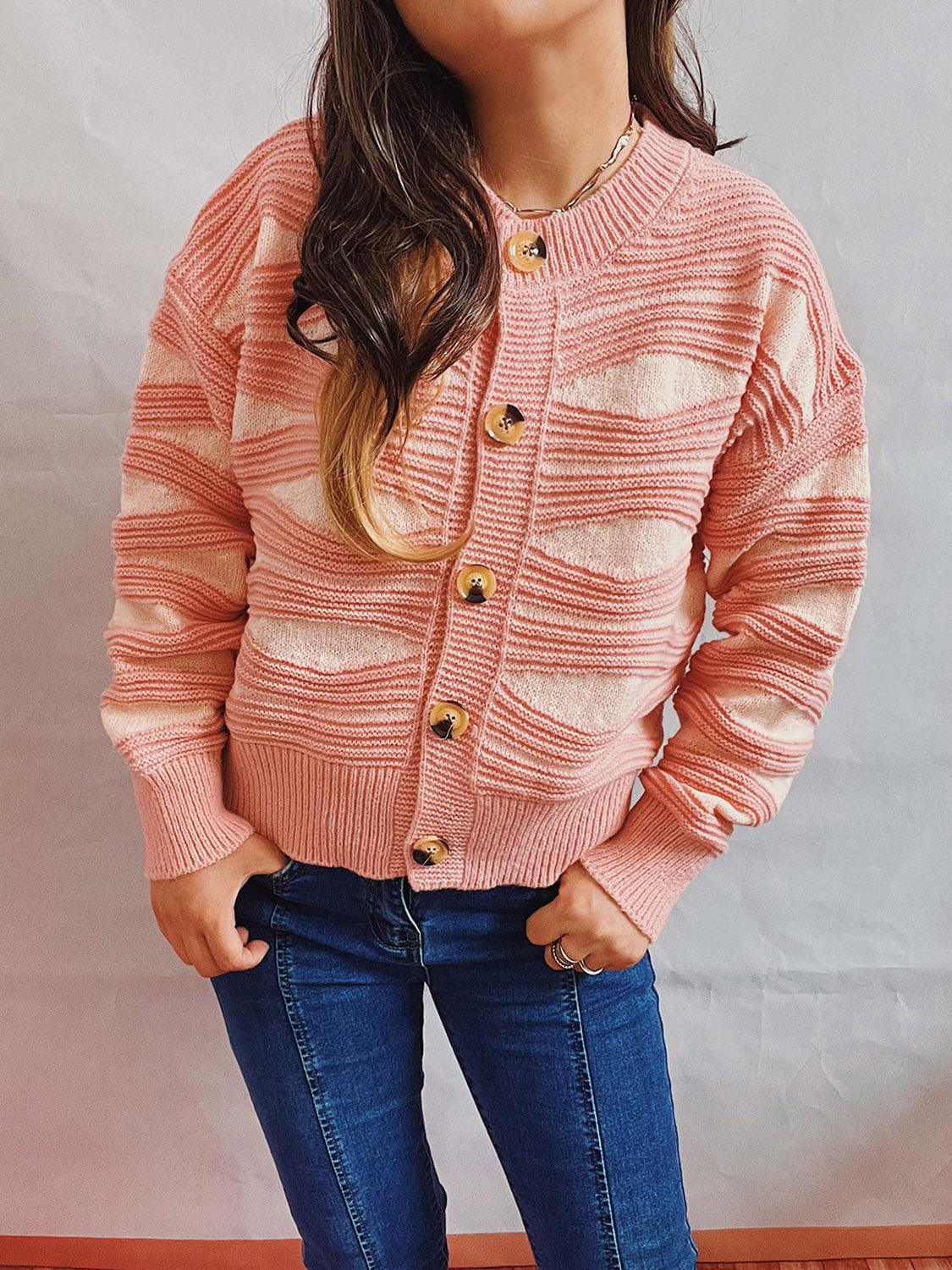 Color Block Button Front Cardigan Carauana Store