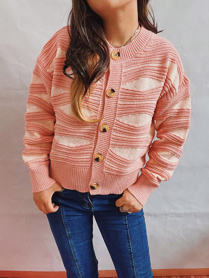 Color Block Button Front Cardigan Carauana Store
