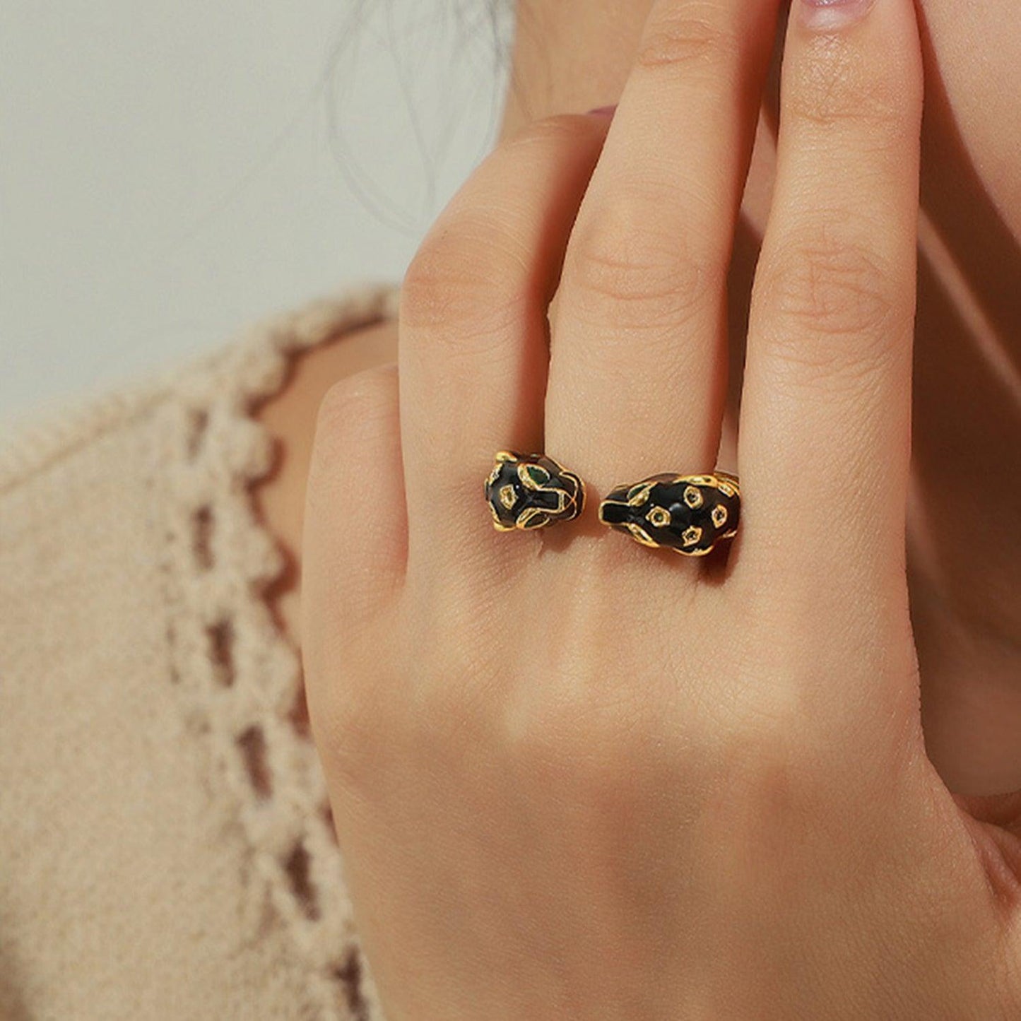 Inlaid Zircon Oil Drip Open Ring Carauana Store