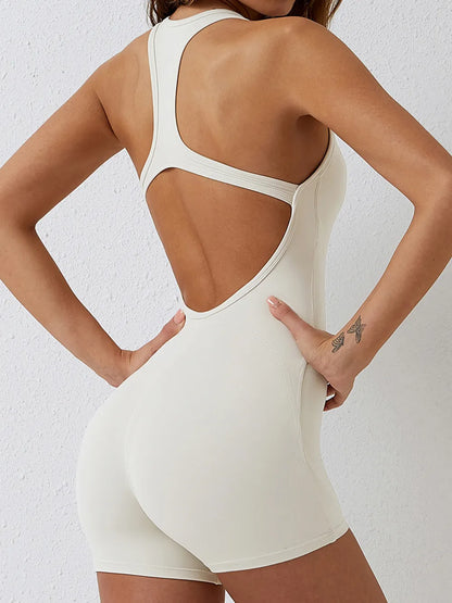 Basic Bae Cutout Racerback Sleeveless Active Romper Carauana Store