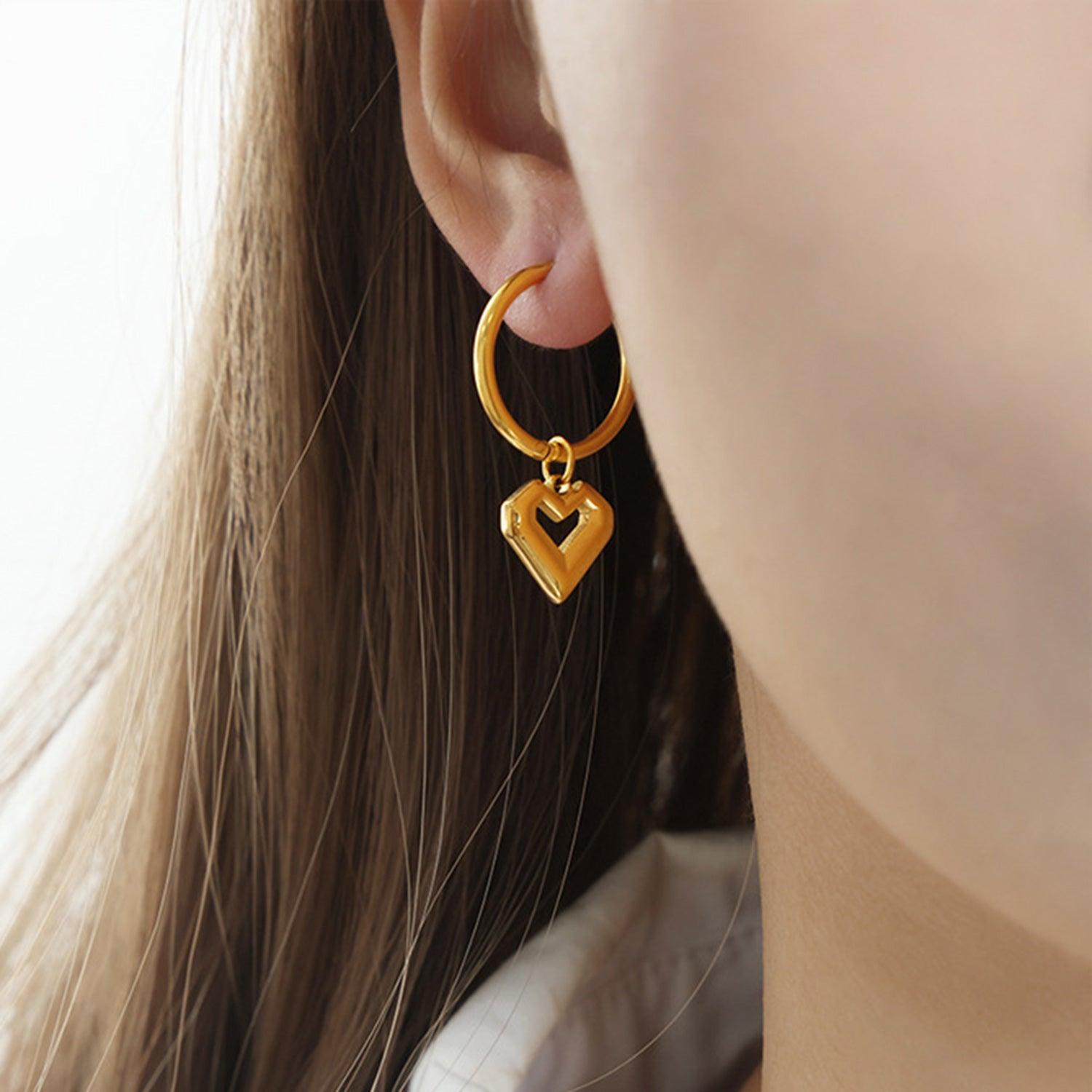 Heart Shape Lapis Lazuli Dangle Earrings Carauana Store