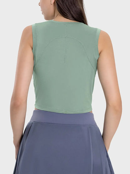 Millennia Drawstring Ruched Wide Strap Active Tank Carauana Store