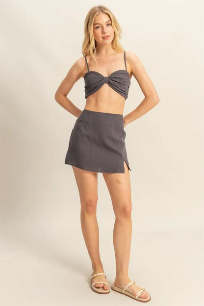 HYFVE Ruched Bra Top and Mini Skirt Set Carauana Store