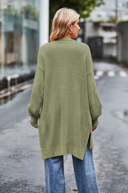 Open Front Dropped Shoulder Longline Cardigan Carauana Store