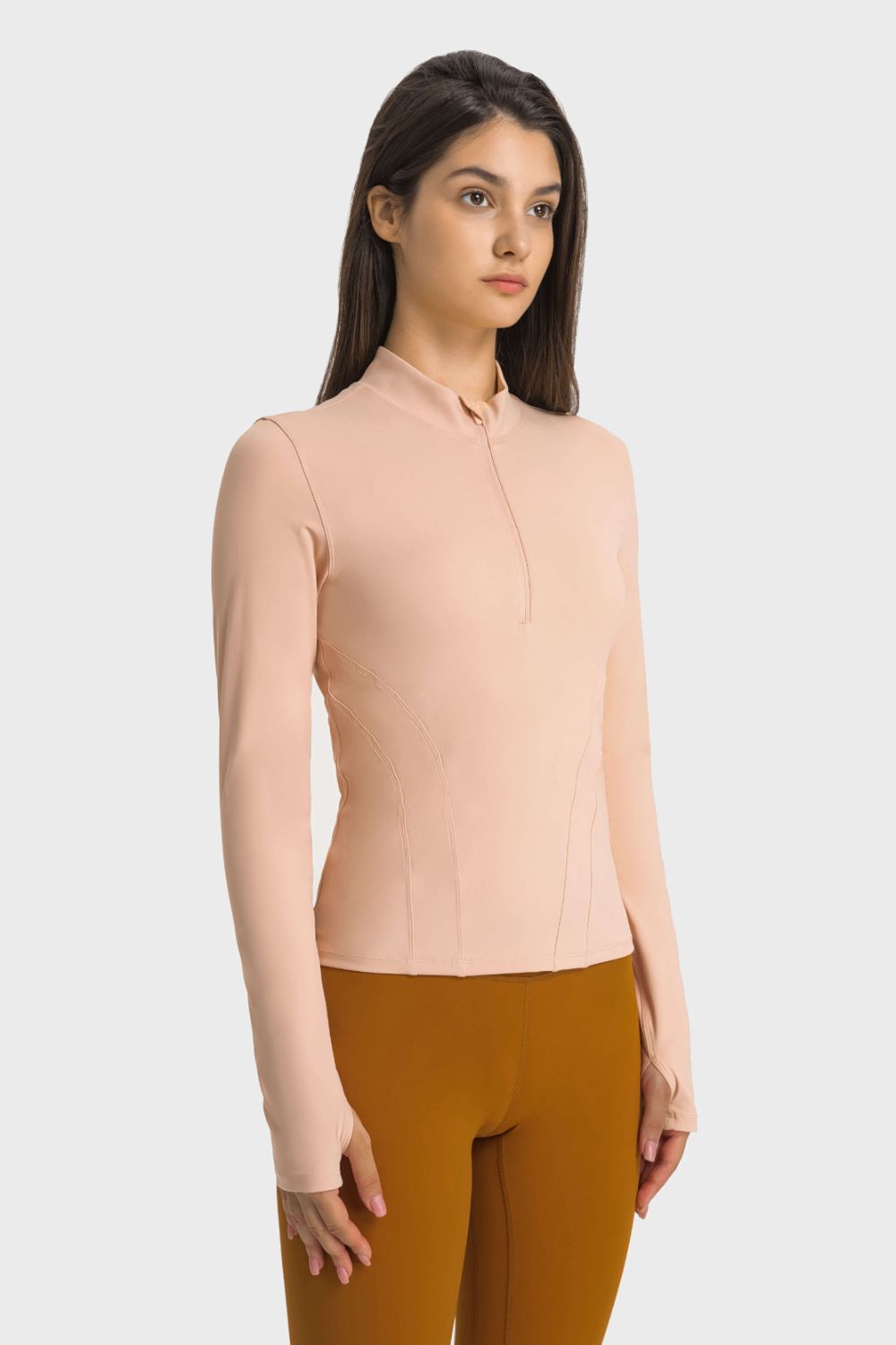 Millennia Half Zip Thumbhole Sleeve Sports Top Carauana Store