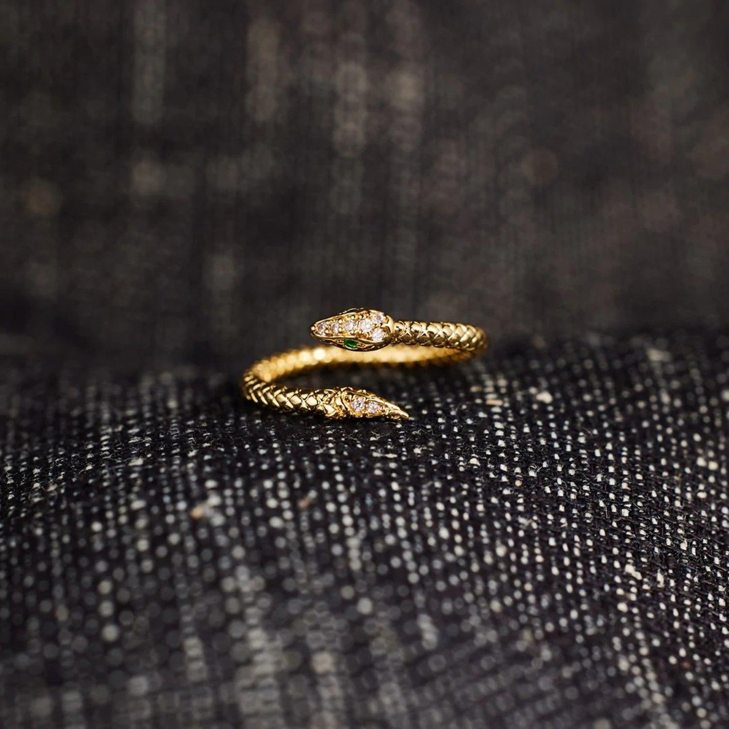Snake Shape 18K Gold-Plated Bypass Ring Carauana Store