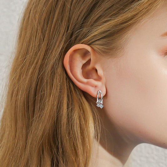 925 Sterling Silver Moissanite C-Hoop Earrings Carauana Store