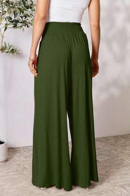 Double Take Full Size Smocked Wide Waistband Wide Leg Pants Carauana Store
