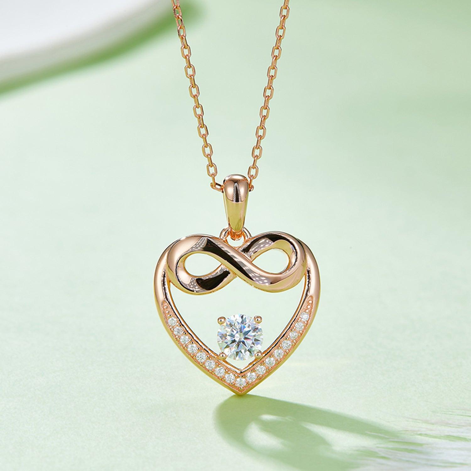 Moissanite 925 Sterling Silver Heart Necklace Carauana Store
