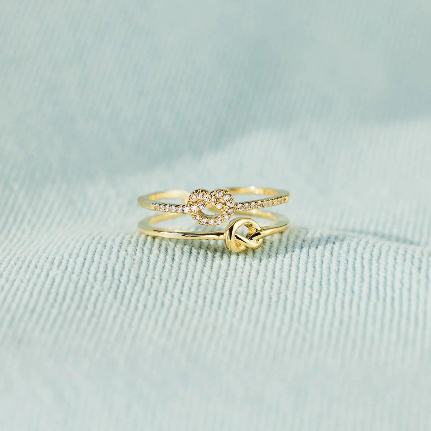 925 Sterling Silver Double-Layered Knot Ring Carauana Store