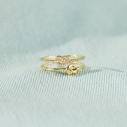 925 Sterling Silver Double-Layered Knot Ring Carauana Store