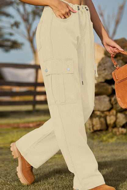 Loose Fit Drawstring Jeans with Pocket Carauana Store