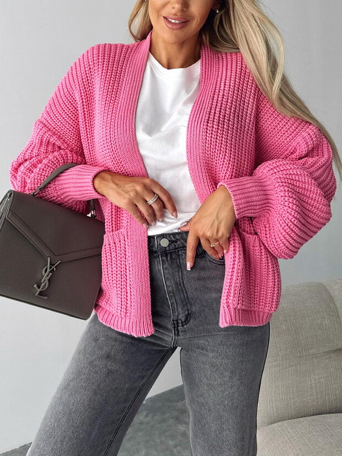 Open Front Dropped Shoulder Cardigan Carauana Store
