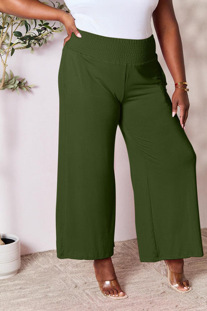 Double Take Full Size Smocked Wide Waistband Wide Leg Pants Carauana Store