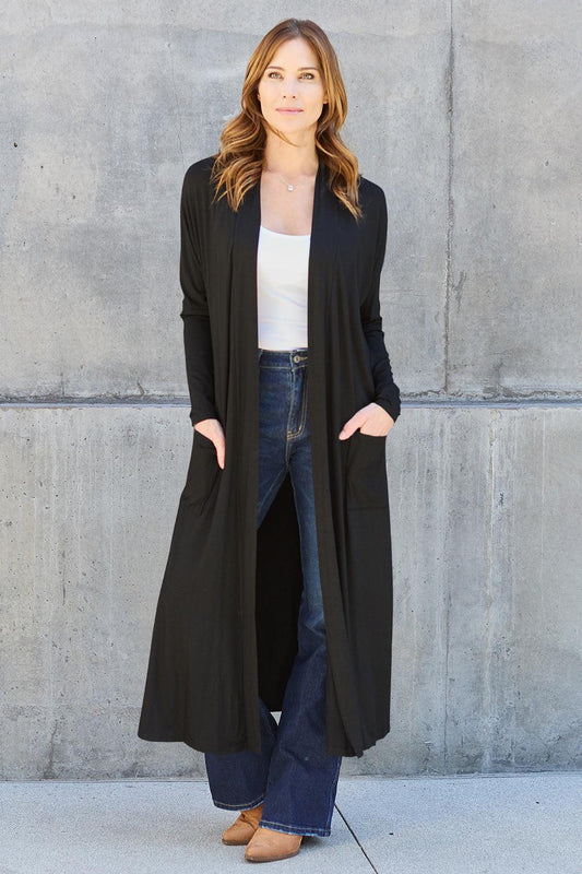 Basic Bae Full Size Open Front Long Sleeve Cover Up Carauana Store