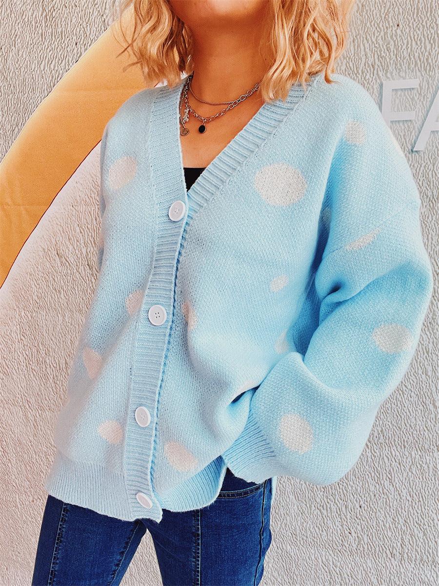 Polka Dot Button Up Cardigan Carauana Store