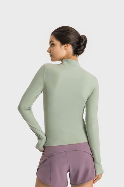 Millennia Half Zip Thumbhole Sleeve Sports Top Carauana Store